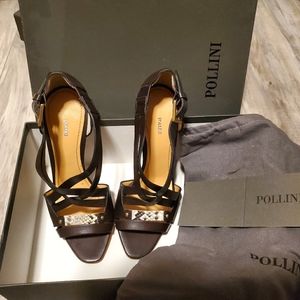 Pollini 100% leather python shoes